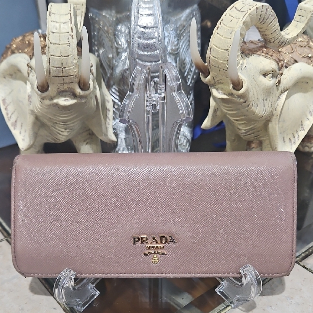 Prada Metallic Dusty Rose Saffiano Continental Wallet - Picture 2 of 16